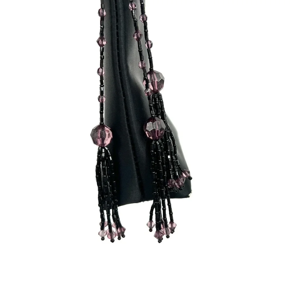 La Regate retro beaded handle black evening purse small bag whimsigoth goth boho